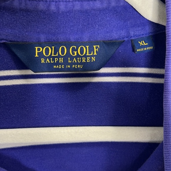 Ralph Lauren Polo Golf Striped Purple Shirt Mens Vintage XL - Picture 2 of 5